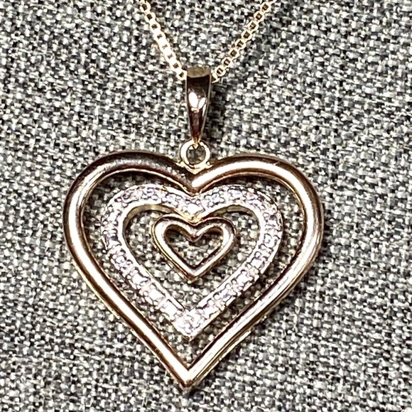 925 Ross Simons Heart Necklace Sterling Silver Gold Plated Rotating Hearts 6.68g - Picture 1 of 16